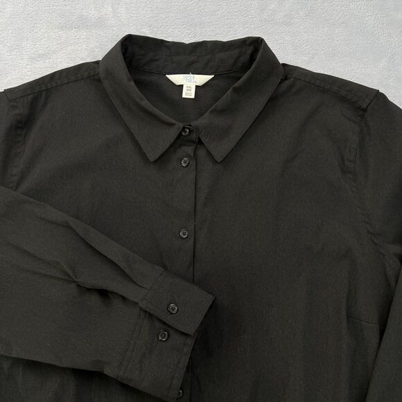 Time & Tru Black long Sleeve Button‎ Down Shirt Top Womens XXL Business Workwear - Picture 1 of 10